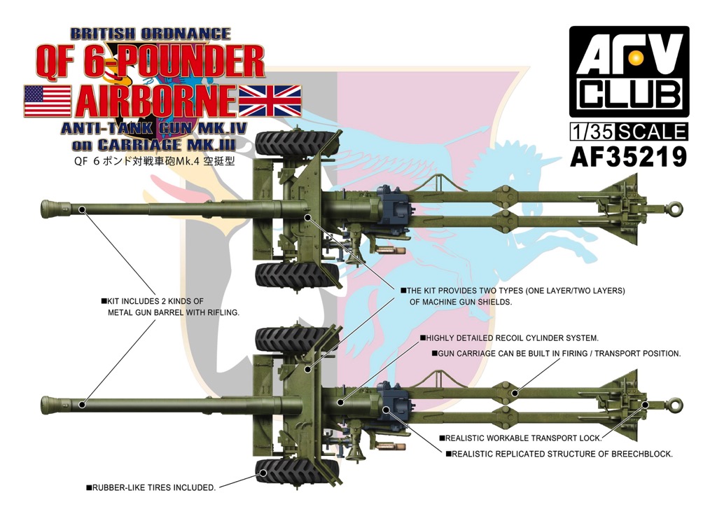 AFV Club AF35219 1/35 British Ordnance QF 6 Pounder Airborne Anti-Tank Gun Mk.IV 