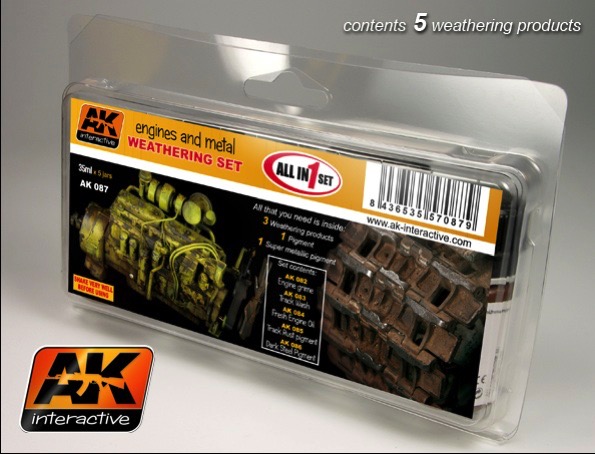  Engines and Metal Weathering Enamel Paint Set by AK  Interactive