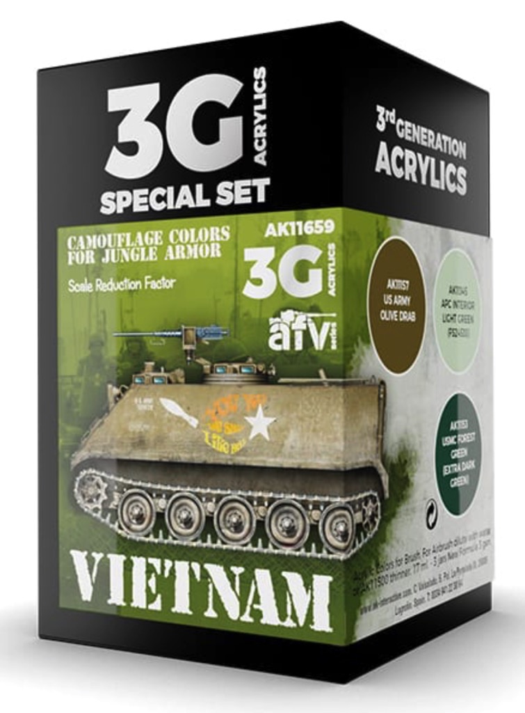 AK Interactive 3G Vietnam Green And Camouflage Colors - Plastic Modelling  Paints & Accessories, Item # AK-11682