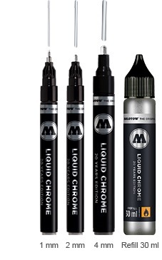 chrome liquid molotow marker markers mirror refill 30ml 3x pack plus 1mm scalehobbyist select thumbnail paint permanent previous drafting du