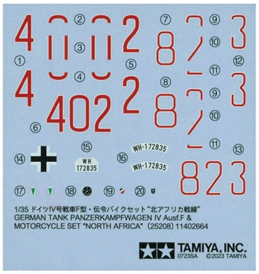 Tamiya 25208 Panzerkampfwagen IV Ausf. F & Motorcycle 1/35 Scale Model Kit