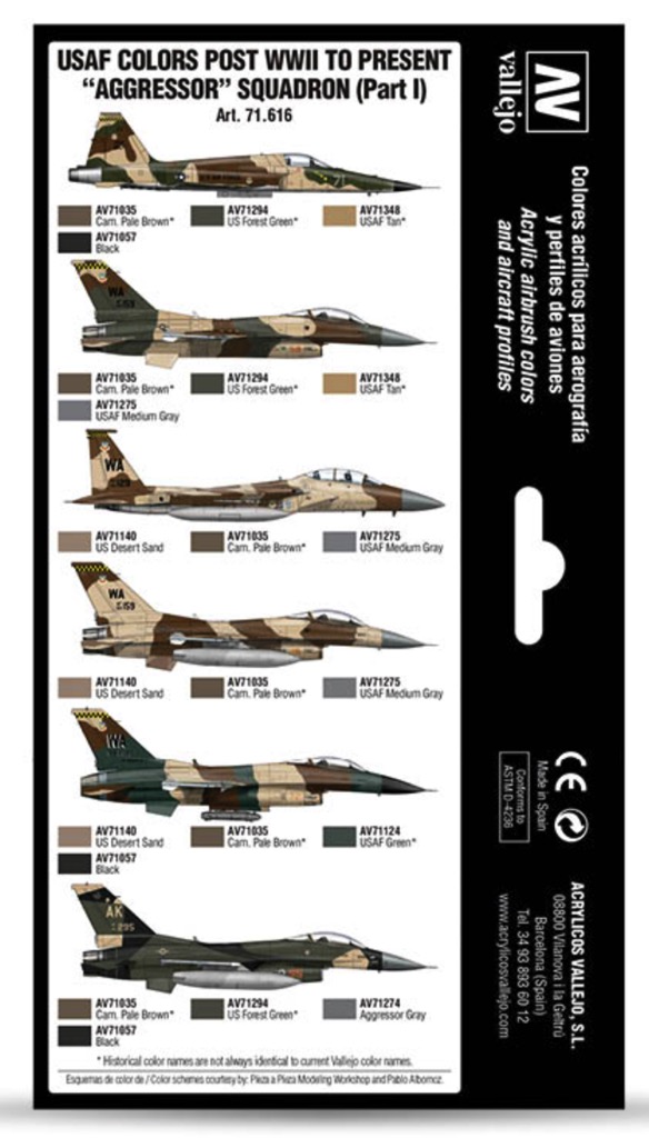 Vallejo Paint 71616 USAF Post WWII to Present Aggressor Sq. P1