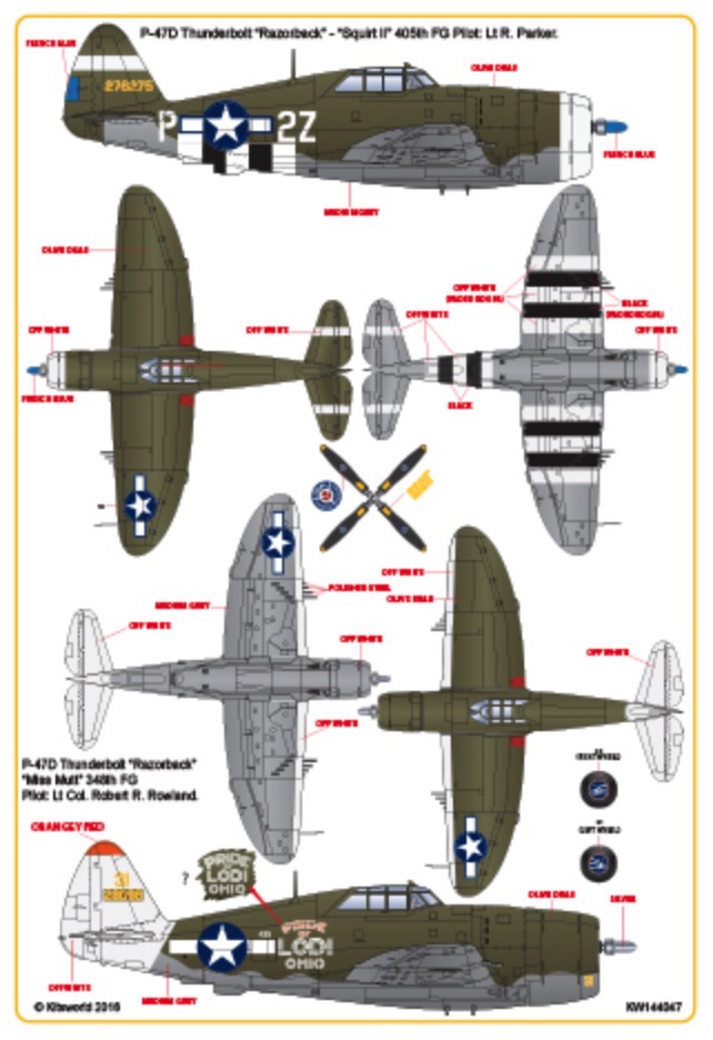Kits World Decals 1//32 REPUBLIC P-47D THUNDERBOLT Squirt II /& Miss Mutt