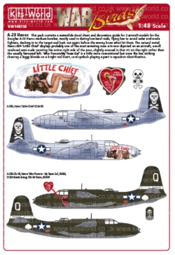 Kits World Decals 1/72 DOUGLAS A-20 HAVOC Little Chief & Miss Possum 